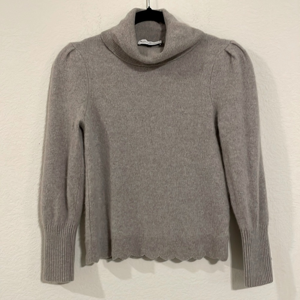 White + Warren Women's Cashmere Sweater Large Statement Sleeve Quiet Luxury